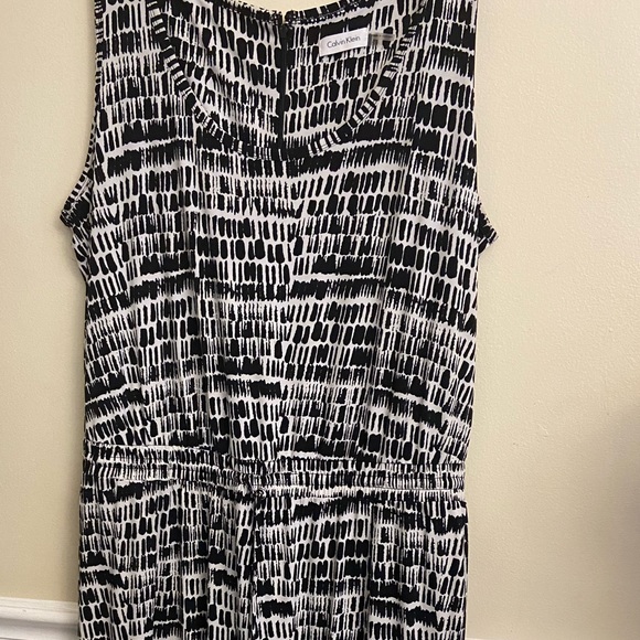 Calvin Klein JUMPSUIT 18W sleeveless black/white wide leg pants - Picture 1 of 2